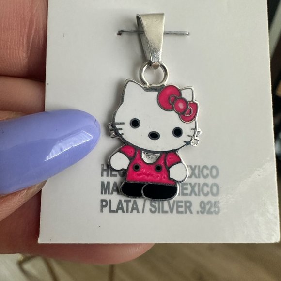 Hello Kitty Silver 925 Earrings & Pendant Set Trendy Girls Jewelry Made In Mexic - Picture 9 of 10